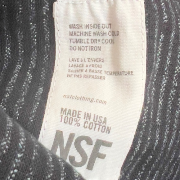 NSF Lyaunna Cut Off Shirt Sz S Small Black White Striped Cotton Crop Minimalist - Picture 6 of 7